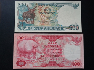 亞洲紙鈔-印尼 100盧比 500盧比
